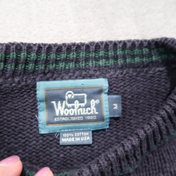 Vintage Woolrich Sweater Men M Blue Knit Crew Neck Pullover Cardigan 90s Grandpa - Picture 6 of 10